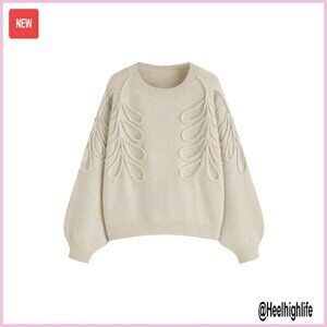 Oversized Knit Pullover Sweater Long Sleeve Cozy Fall Winter